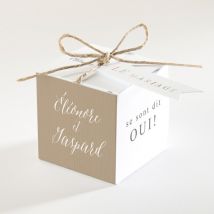 Boîte de dragées mariage Kraft et ficelle personnalisable - 4,5 cm - Monfairepart