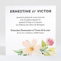 Carton d'invitation mariage Fleurs et champetre personnalisable - Couleur Vert et Blanc - 9,5 x 9,5 cm - Monfairepart