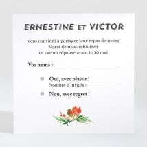 Carton réponse mariage Fleurs et champetre personnalisable - Couleur Vert - 9,5 x 9,5 cm - Monfairepart