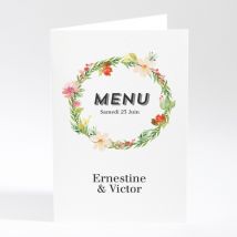 Menu mariage Fleurs et champetre personnalisable - 10 x 14,5 cm - Monfairepart