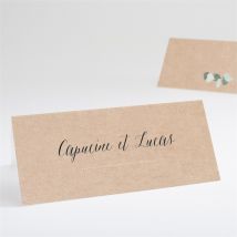 Marque-place mariage Bel Eucalyptus personnalisable - Couleur Marron/Kraft - 9,5 x 4,2 cm - Monfairepart