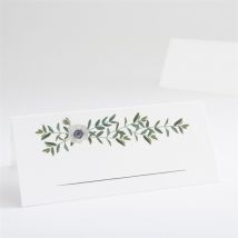 Marque-place mariage Couronne d'olivier personnalisable - Couleur Vert et Blanc - 9,5 x 4,2 cm - Monfairepart