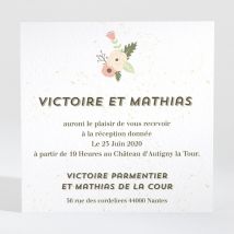 Carton d'invitation mariage En Tandem personnalisable - Couleur Beige - 9,5 x 9,5 cm - Monfairepart