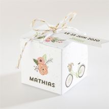 Boîte de dragées mariage En Tandem personnalisable - 4,5 cm - Monfairepart