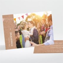 Carte de remerciement mariage Banderoles & Kraft personnalisable - 13,8 x 9,5 cm - Monfairepart