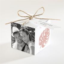 Boîte de dragées mariage Ronde chaude personnalisable - Couleur Rose et Blanc - 4,5 cm - Monfairepart
