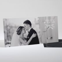 Carte de remerciement mariage Jeu d'ardoise personnalisable - Couleur Noir et Blanc/Noir et Blanc et Gris - 21 x 10 cm - Monfairepart