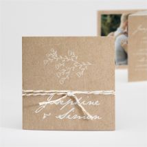 Faire-part mariage Typo & Kraft personnalisable - Couleur Marron/Kraft - 10 x 10 cm - Monfairepart