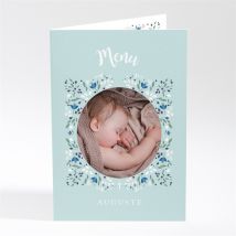 Menu baptême Confidences personnalisable - Couleur Bleu - 10 x 14,5 cm - Monfairepart
