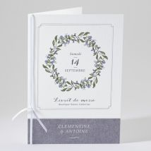 Livret de messe mariage Végétal retro personnalisable - Couleur Gris/Ardoise - 15,2 x 21,5 cm - Monfairepart