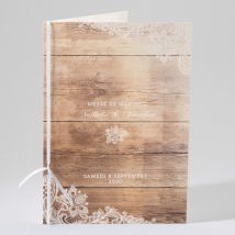Livret de messe mariage Boisé personnalisable - Couleur Marron et Blanc - 15,2 x 21,5 cm - Monfairepart