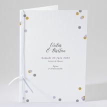 Livret de messe mariage Doux confettis personnalisable - Couleur Violet et Blanc et Gris - 15,2 x 21,5 cm - Monfairepart