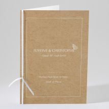 Livret de messe mariage Un Papillon sur le Kraft personnalisable - Couleur Beige, Marron et Blanc/Kraft - 15,2 x 21,5 cm - Monfairepart