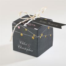 Boîte de dragées mariage Ardoise élégante et étiquettes personnalisable - 4,5 cm - Monfairepart