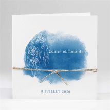 Faire-part mariage Perle d'Aquarelle personnalisable - Couleur Bleu - 13,5 x 13,5 cm - Monfairepart