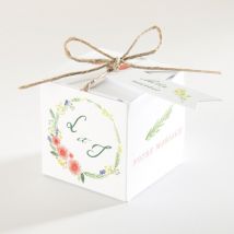 Boîte de dragées mariage Bucolique - Couleur Rouge/Rose/Vert/Jaune/Orange/Violet/Blanc/Multicolore - 4,5 cm - Monfairepart