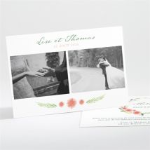 Carte de remerciement mariage Bucolique personnalisable - Couleur Rouge/Rose et Vert/Jaune/Violet et Blanc - 13,8 x 9,5 cm - Monfairepart