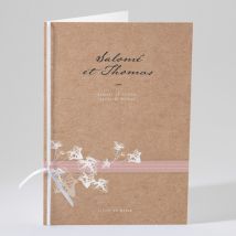 Livret de messe mariage Lierre grimpant personnalisable - Couleur Rose/Kraft - 15,2 x 21,5 cm - Monfairepart