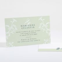 Carton d'invitation mariage Gravure chic personnalisable - Couleur Vert - 13,5 x 8,5 cm - Monfairepart