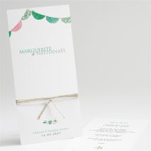 Menu mariage Vert et rose personnalisable - Couleur Rose, Vert et Blanc - 10 x 21 cm - Monfairepart