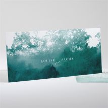 Faire-part mariage Aquarelle verte personnalisable - Couleur Bleu - 21 x 10 cm - Monfairepart