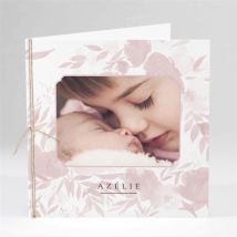 Faire-part naissance Aquarelle vintage personnalisable - Couleur Rose - 13,5 x 13,5 cm - Monfairepart