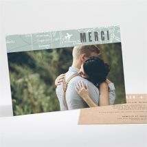 Carte de remerciement mariage Voyage voyage personnalisable - Couleur Rouge/Vert/Bleu, Beige et Marron/Gris/Kraft - 13,8 x 9,5 cm - Monfairepart