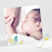 Remerciement naissance Mon petit indien personnalisable - Couleur Bleu, Jaune et Blanc - 9,5 x 9,5 cm - Monfairepart