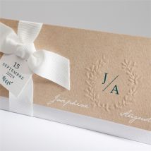 Faire-part mariage Kraft naturel personnalisable - Couleur Marron/Kraft - 21 x 9,2 cm - Monfairepart