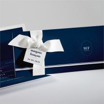 Faire-part mariage Bleu romantique personnalisable - Couleur Bleu - 21 x 9,2 cm - Monfairepart