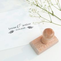 Tampon mariage Prénoms des mariés personnalisable - Couleur Noir et Blanc - 3,6 x 6,6 cm - Monfairepart