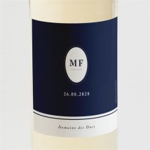 Etiquette de bouteille mariage Bleu romantique personnalisable - Couleur Bleu - 9,5 x 9,5 cm - Monfairepart