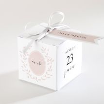 Boîte de dragées mariage Médaillon personnalisable - Couleur Rose, Noir et Blanc - 4,5 cm - Monfairepart