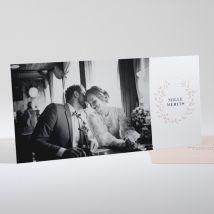 Carte de remerciement mariage Médaillon personnalisable - Couleur Rose/Orange et Beige, Noir et Blanc/Noir et Blanc - 21 x 10 cm - Monfairepart