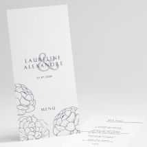 Menu mariage Chic et moderne personnalisable - Couleur Bleu et Blanc - 10 x 21 cm - Monfairepart