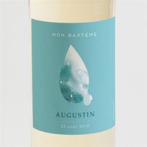 Etiquette de bouteille baptême Eau sacrée personnalisable - Couleur Bleu - 9,5 x 9,5 cm - Monfairepart
