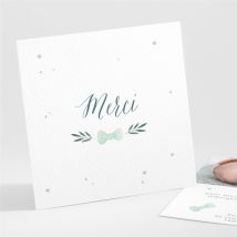Remerciement naissance Mon Petit Chat personnalisable - Couleur Vert et Blanc - 9,5 x 9,5 cm - Monfairepart