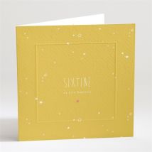 Faire-part de baptême Jaune tendance personnalisable - Couleur Jaune - 13,5 x 13,5 cm - Monfairepart