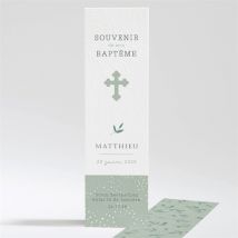 Signet baptême Gravure vintage personnalisable - Couleur Vert et Blanc - 5,4 x 19,4 cm - Monfairepart