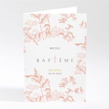 Menu baptême Motif gravure personnalisable - Couleur Rouge, Orange et Blanc - 10 x 14,5 cm - Monfairepart