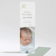 Signet baptême Tendre Scène personnalisable - Couleur Vert et Blanc - 5,4 x 19,4 cm - Monfairepart
