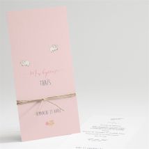 Menu baptême Enfant bercé de tendresse personnalisable - Couleur Rose et Blanc - 10 x 21 cm - Monfairepart
