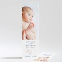 Signet baptême Illustration animaux personnalisable - Couleur Bleu et Blanc - 5,4 x 19,4 cm - Monfairepart