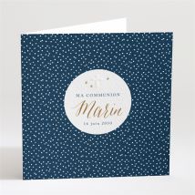 Faire-part communion Relief personnalisable - Couleur Bleu et Blanc - 13,5 x 13,5 cm - Monfairepart