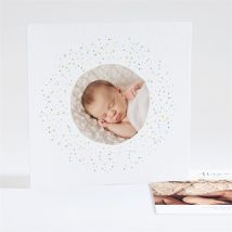 Faire-part naissance Jolie constellation personnalisable - Couleur Blanc et Doré - 13,5 x 13,5 cm - Monfairepart