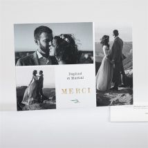 Carte de remerciement mariage Oui ! dorure personnalisable - Couleur Blanc et Doré - 10,3 x 14 cm - Monfairepart