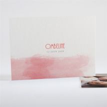 Faire-part naissance Paysage d'aquarelle personnalisable - Couleur Rose - 14,5 x 10,5 cm - Monfairepart