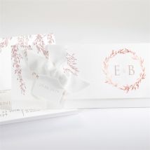 Faire-part mariage Sous le saule personnalisable - Couleur Rose et Blanc et Doré - 21 x 9,2 cm - Monfairepart