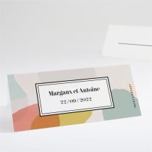 Marque-place mariage Charmantes couleurs personnalisable - Couleur Rouge et Jaune/Beige/Multicolore/Gris - 9,5 x 4,2 cm - Monfairepart