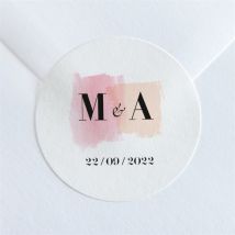 Sticker mariage Charmantes couleurs personnalisable - Couleur Rose, Orange et Blanc - 4 cm - Monfairepart